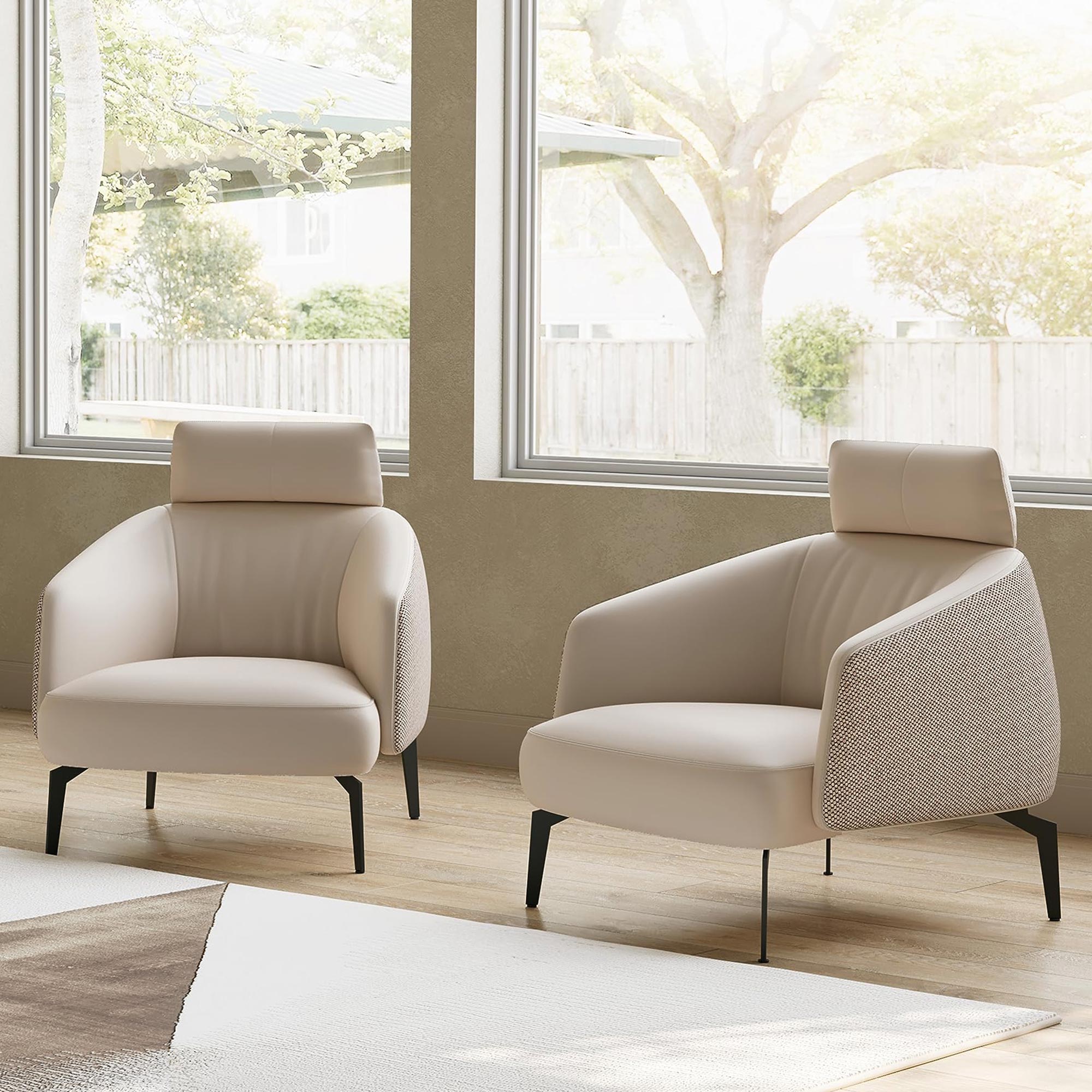 Nappa Leather Comfort Ivory Lounge Chair
