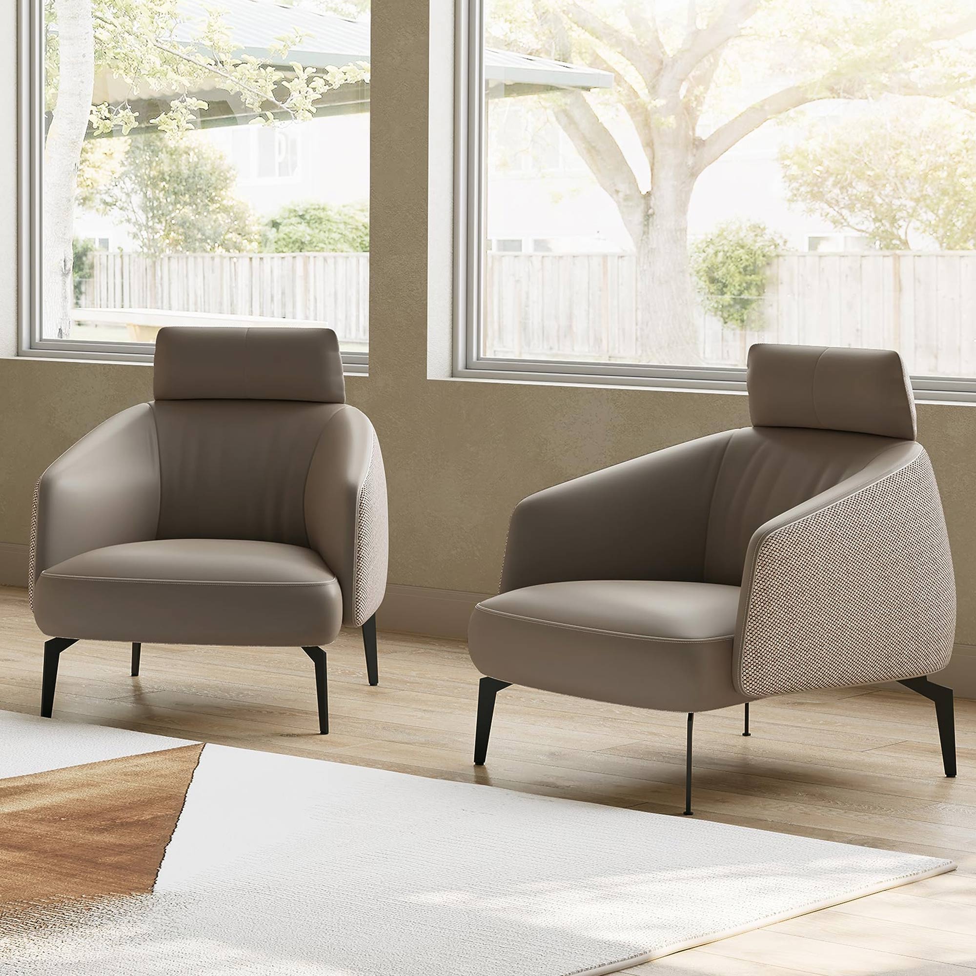 Nappa Leather Comfort Ivory Lounge Chair