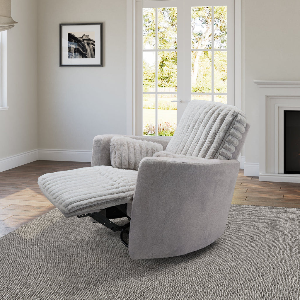 Lucia, White Swivel Glider Manual Recliner