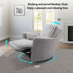 Lucia, White Swivel Glider Manual Recliner