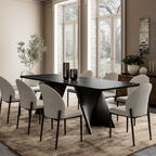 106'' Modern Dining Table with Sintered Stone, Black